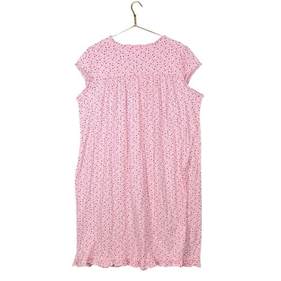 Eileen West Pink Heart Cotton Nightgown Ruffle Hem Ballet Country Cottage | 2X - Picture 8 of 9